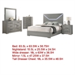 Ivon 5pc Queen Bedroom Set- Diamond Embossed- Gray High Gloss- LED