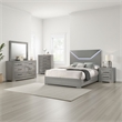Ivon 5pc Queen Bedroom Set- Diamond Embossed- Gray High Gloss- LED