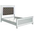 Gina 5pc Queen Bedroom Set- Silver Gray Faux Leather- LED Lights