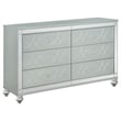 Gina 5pc Queen Bedroom Set- Silver Gray Faux Leather- LED Lights