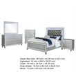 Gina 5pc Queen Bedroom Set- Silver Gray Faux Leather- LED Lights
