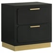 Caer 5pc Queen Bedroom Set in Black- Gold Accents- Gray Upholstery