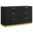 Caer 5pc Queen Bedroom Set in Black- Gold Accents- Gray Upholstery