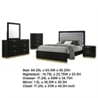 Caer 5pc Queen Bedroom Set in Black- Gold Accents- Gray Upholstery