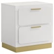 Caer 5pc Queen Bedroom Set in White- Gold Accents- Gray Upholstery