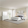 Sok 4pc Queen Bedroom Set- Faux Leather Upholstery- High Gloss White