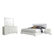 Sok 4pc Queen Bedroom Set- Faux Leather Upholstery- High Gloss White