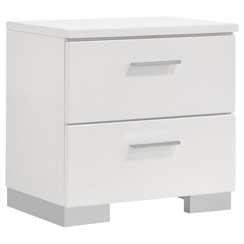 Sok 6pc Queen Bedroom Set- Faux Leather Upholstery- High Gloss White