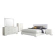 Sok 6pc Queen Bedroom Set- Faux Leather Upholstery- High Gloss White
