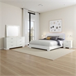 Sok 4pc King Bedroom Set- Faux Leather Upholstery- High Gloss White