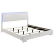Sok 5pc King Bedroom Set- Faux Leather Upholstery- High Gloss White
