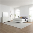 Sok 5pc King Bedroom Set- Faux Leather Upholstery- High Gloss White