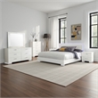 Sok 6pc King Bedroom Set- Faux Leather Upholstery- High Gloss White