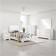 Sok 5pc Twin Bedroom Set with Blue LED Lights- White High Gloss Wood