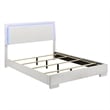 Sok 4pc Queen Bedroom Set- Faux Leather- Blue LED Lights- White Wood