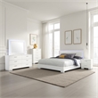Sok 5pc Queen Bedroom Set- Faux Leather- Blue LED Lights- White Wood