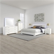 Sok 5pc King Bedroom Set- Blue LED Lights- Faux Leather- White Wood