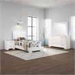 Sok 4pc Twin Bedroom Set- Blue LED Lights- Faux Leather- White Wood