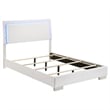 Sok 4pc Twin Bedroom Set- Blue LED Lights- Faux Leather- White Wood
