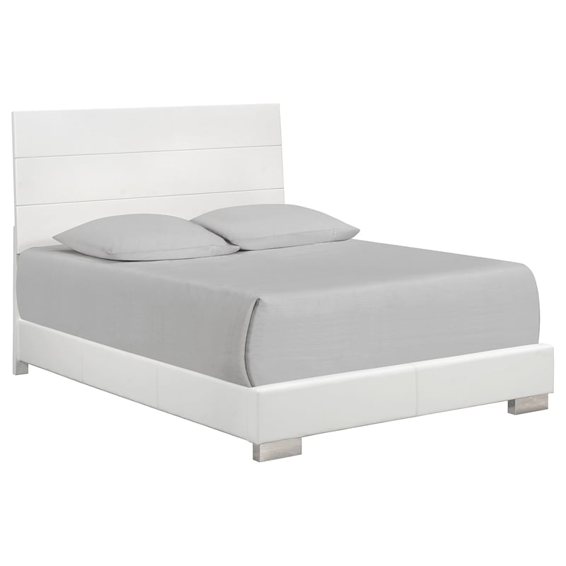 Sok 4pc Queen Bedroom Set with Dresser Mirror- White High Gloss Wood
