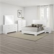 Sok 5pc Queen Bedroom Set with Dresser Mirror- White High Gloss Wood
