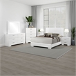 Sok 6pc Queen Bedroom Set with Dresser Mirror- White High Gloss Wood