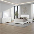 Sok 4pc Queen Bedroom Set- Blue LED Lights- Chrome Metal- White Wood