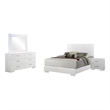 Sok 4pc Queen Bedroom Set- Blue LED Lights- Chrome Metal- White Wood