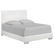 Sok 4pc Queen Bedroom Set- Blue LED Lights- Chrome Metal- White Wood