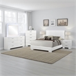 Sok 5pc Queen Bedroom Set- Blue LED Lights- Chrome Metal- White Wood