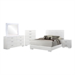 Sok 5pc Queen Bedroom Set- Blue LED Lights- Chrome Metal- White Wood