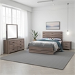 Sili 4pc Queen Bedroom Set w Dresser- Mirror- Oak Brown- Dark Bronze