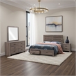 Sili 4pc Queen Storage Bedroom Set- Oak Brown and Dark Bronze