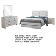 Sili 4pc Queen Bedroom Set- Dresser- Mirror- Coastal White- Bronze