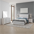 Sili 4pc Queen Bedroom Set- Dresser- Mirror- Coastal White- Bronze
