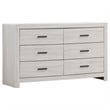 Sili 4pc Queen Bedroom Set- Dresser- Mirror- Coastal White- Bronze