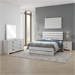 Sili 4pc Queen Bedroom Set- Dresser- Mirror- Coastal White- Bronze