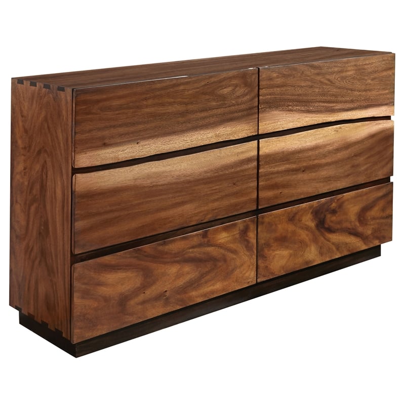 Zeko 4pc Queen Bedroom Set- Plinth Base- Live Edge- Smoky Walnut Brown