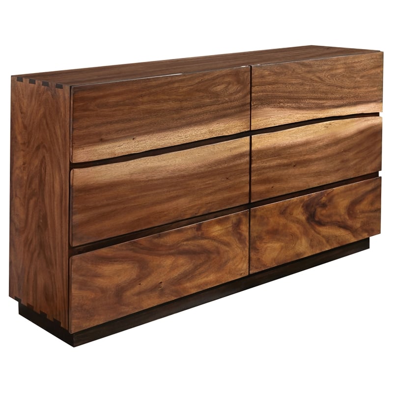 Zeko 5pc Queen Bedroom Set with Storage- Live Edge Smoky Walnut Brown
