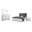 Noro 4pc Queen Bedroom Set- Modern White- Dresser Mirror Nightstand