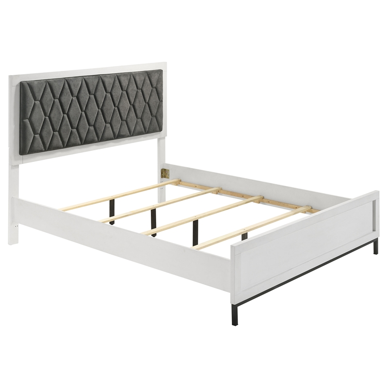 Noro 4pc Queen Bedroom Set- Modern White- Dresser Mirror Nightstand