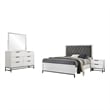 Noro 4pc Queen Bedroom Set- Modern White- Dresser Mirror Nightstand