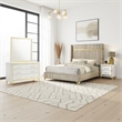 Jenny 4pc Queen Bedroom Set- Textured Beige Wood and Gold Metal Accent