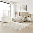 Jenny 4pc Queen Bedroom Set- Textured Beige Wood and Gold Metal Accent