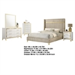 Jenny 5pc Queen Bedroom Set- Textured Beige Wood and Gold Metal Accent