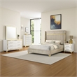 Jenny 5pc Queen Bedroom Set- Textured Beige Wood and Gold Metal Accent