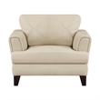 Lisa 38 Inch Accent Chair- Cream Top Grain and Split Leather- Solid Wood