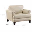 Lisa 38 Inch Accent Chair- Cream Top Grain and Split Leather- Solid Wood
