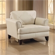 Lisa 38 Inch Accent Chair- Cream Top Grain and Split Leather- Solid Wood