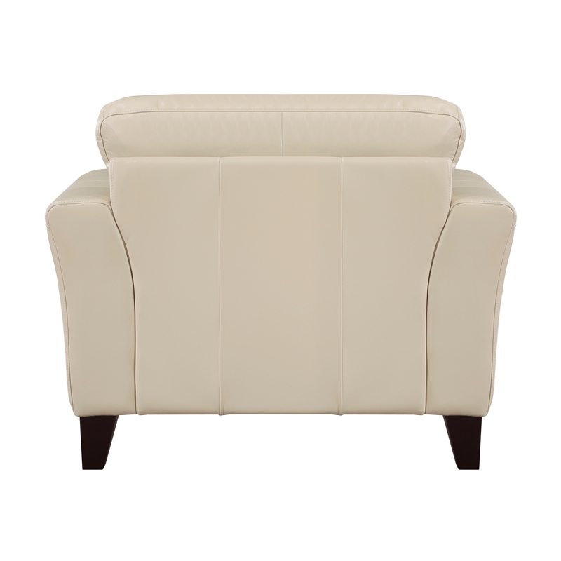 Lisa 38 Inch Accent Chair- Cream Top Grain and Split Leather- Solid Wood